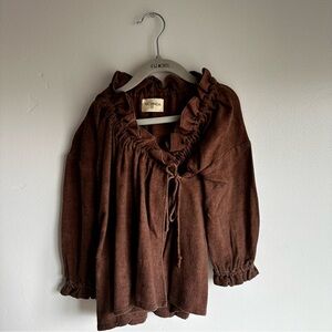 Chic Kids Brown Ruffle Blouse